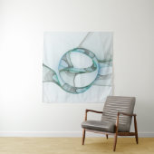 Modern Abstract Fractal Art Blue Turquoise Gray Wandkleed (In situ)