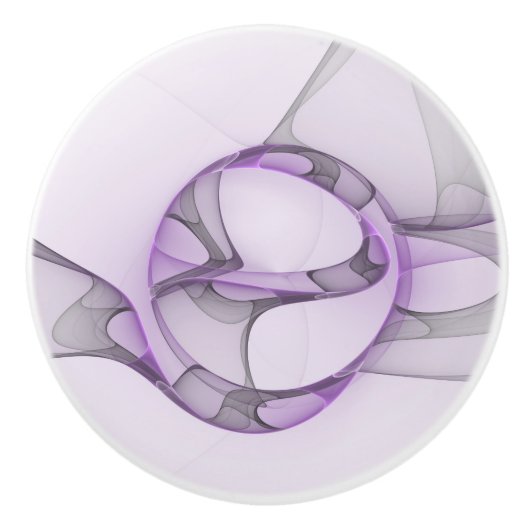 Modern Abstract fractal Art Lavender Gray Keramische Knop (Voorkant)