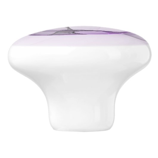 Modern Abstract fractal Art Lavender Gray Keramische Knop (Zijkant)