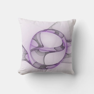 Modern Abstract fractal Art Lavender Gray Kussen
