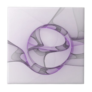 Modern Abstract fractal Art Lavender Gray Tegeltje