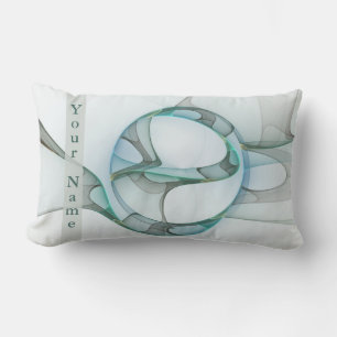 Modern Abstract Fractal Blue Turquoise Gray Name Kussen