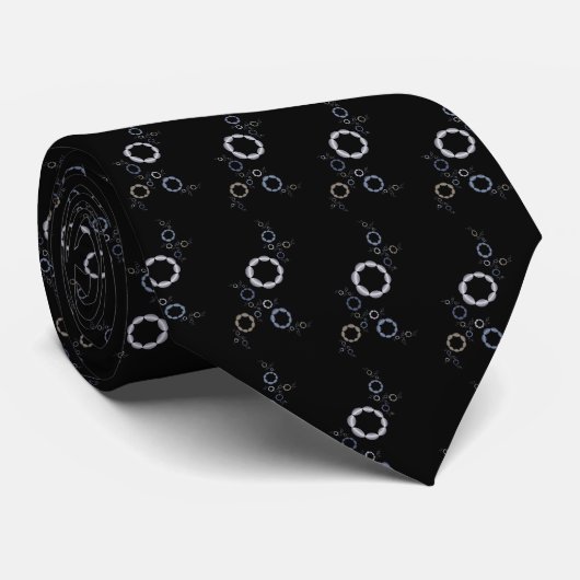 Modern Abstract Fractal Pattern Black Background Stropdas (Opgerold)