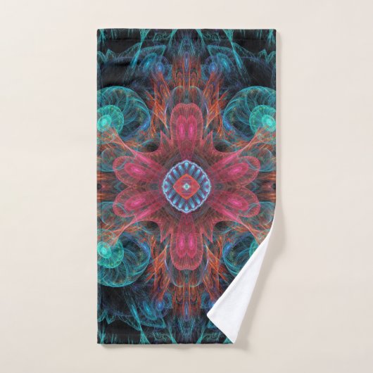 Modern Abstract Fractal Red en Blue Design Bad Handdoek (Handdoek)