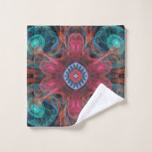 Modern Abstract Fractal Red en Blue Design Bad Handdoek (Wasdoekje)