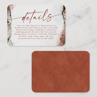 Modern Abstract gebrand Sinaasappel herfst bruilof Informatiekaartje