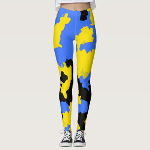 Modern Abstract geel blauw zwart patroonontwerp Leggings
