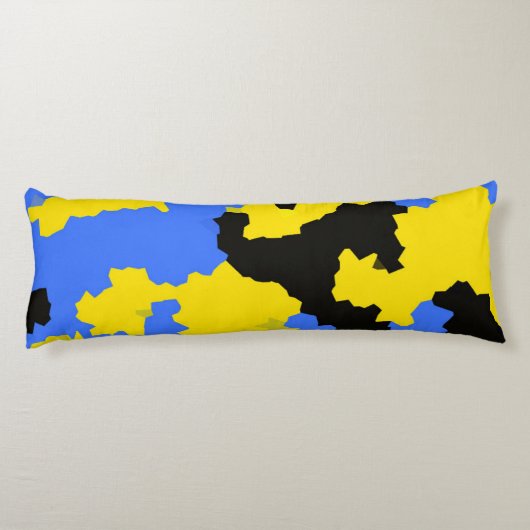 Modern Abstract geel blauw zwart patroonontwerp Lichaamskussen (Achterkant)
