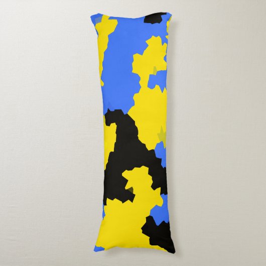 Modern Abstract geel blauw zwart patroonontwerp Lichaamskussen (Voorkant Verticaal)
