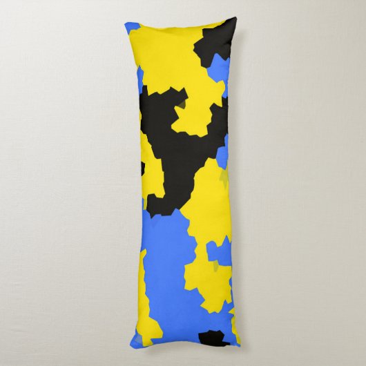 Modern Abstract geel blauw zwart patroonontwerp Lichaamskussen (Achterkant (Verticaal))