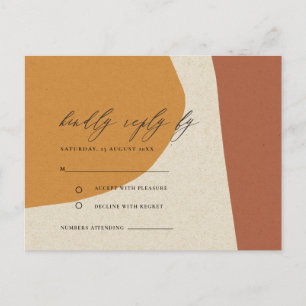MODERN ABSTRACT GEEL TERRACOTTA ARTISTIC RSVP BRIEFKAART