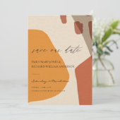 MODERN ABSTRACT GEEL TERRACOTTA ARTISTIEK ART SAVE THE DATE (Staand voorkant)