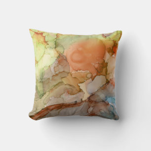 Modern Abstract gemarmerd Sinaasappel Limoen Tan B Kussen