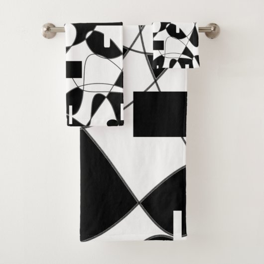 Modern abstract Geometric black and white king Bad Handdoek (Insitu)