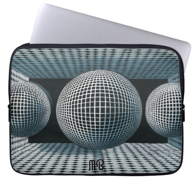 Modern Abstract Geometric Black White Pattern 13" Laptop Sleeve (Voorkant)