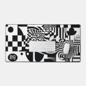 Modern Abstract Geometric Black White Pattern Bureaumat (Keyboard & Muis)