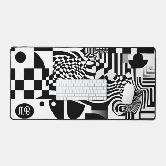 Modern Abstract Geometric Black White Pattern Bureaumat (Keyboard & Muis)