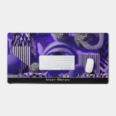 Modern Abstract Geometric Black White Purple Art (Clavier et souris)