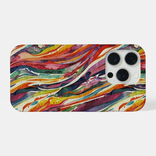 Modern abstract geometric digital pattern 40 iPhone hoesje (Achterkant horizontaal)