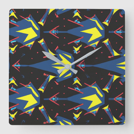 Modern abstract geometric digital pattern 57 vierkante klok (Voorkant)