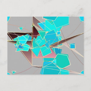 Modern Abstract - Geometric, Grey and Turquoise Briefkaart