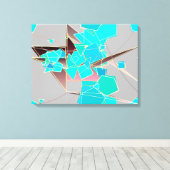 Modern Abstract - Geometric, Grey and Turquoise Canvas Afdruk (Insitu (Houten vloer))