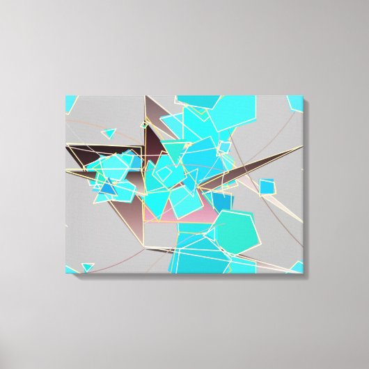 Modern Abstract - Geometric, Grey and Turquoise Canvas Afdruk (Voorkant)