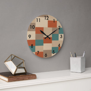 Modern Abstract geometrisch blok in Blauwgroen en  Grote Klok