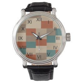 Modern Abstract geometrisch blok in Blauwgroen en  Horloge