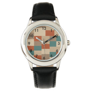 Modern Abstract geometrisch blok in Blauwgroen en Horloge