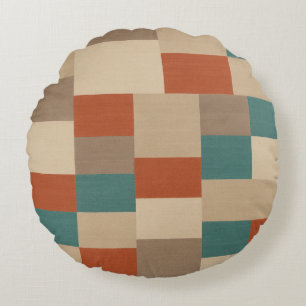 Modern Abstract geometrisch blok in Blauwgroen en Rond Kussen
