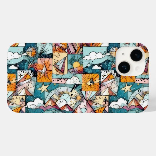 Modern abstract geometrisch digitaal patroon 43 Case-Mate iPhone case (Achterkant (horizontaal))