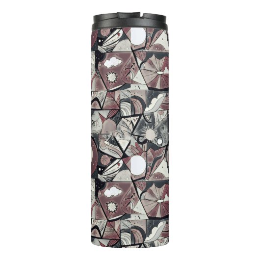 Modern abstract geometrisch digitaal patroon 46 thermosbeker (Achterkant)