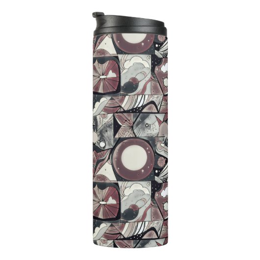 Modern abstract geometrisch digitaal patroon 46 thermosbeker (Geroteerd rechts)