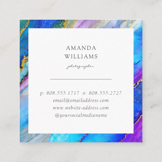 Modern Abstract geschilderd patroonvierkant Vierkante Visitekaartje (Achterkant)