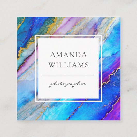 Modern Abstract geschilderd patroonvierkant Vierkante Visitekaartje (Voorkant)