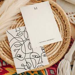 Modern Abstract gezicht Monogram & Naam Stationery Notitiekaartje