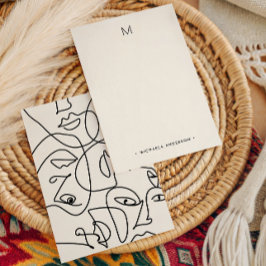 Modern Abstract gezicht Monogram & Naam Stationery Notitiekaartje