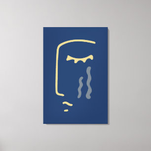 Modern Abstract gezicht op blauw Canvas Afdruk