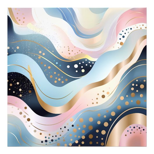 Modern abstract golvend eendengroen roze patroon foto afdruk (Voorkant)