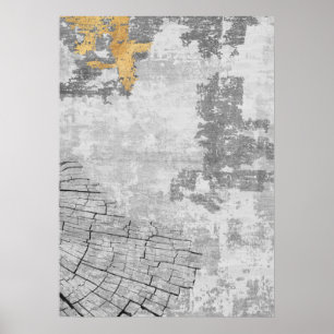 Modern Abstract Goud & Grijs Wall Art Poster