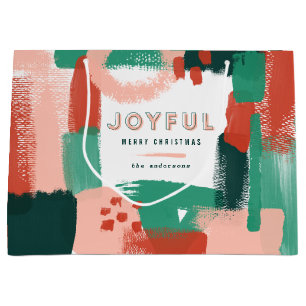 Modern abstract grafisch rood, roze + groene blij groot cadeauzakje