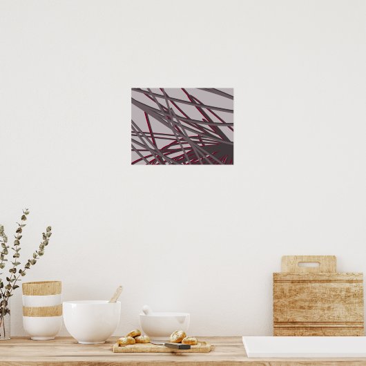 Modern Abstract grijs en Bourgogne design Poster (Keuken)