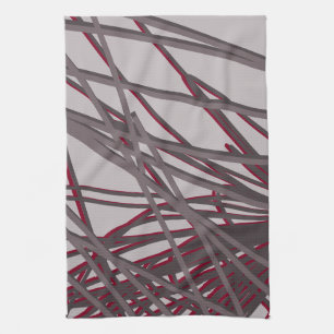 Modern Abstract grijs en Bourgogne design Theedoek