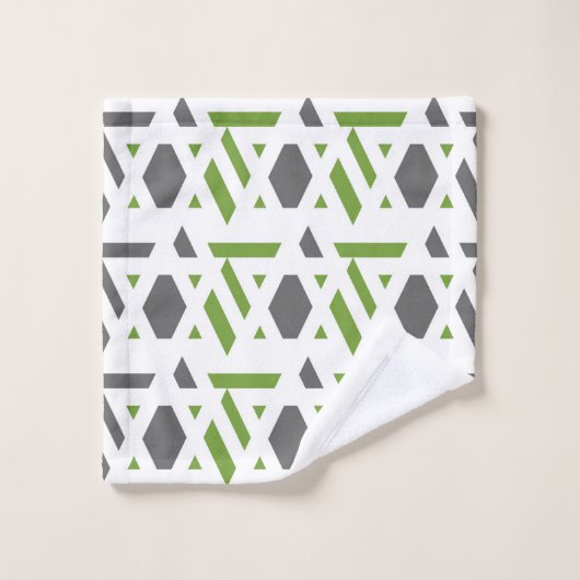 Modern, abstract, grijs, olijfgroen, wit bad handdoek (Wasdoekje)