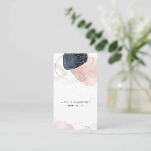 Modern Abstract Hair Stylist Custom Visitekaartje (Staand voorkant)