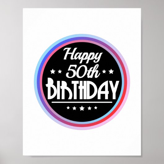 Modern Abstract Happy 50th Birthday Poster (Voorkant)