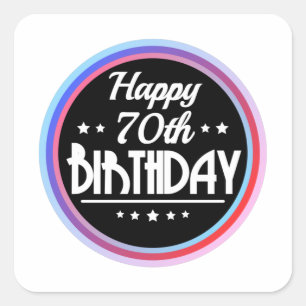 Modern Abstract Happy 70th Birthday Vierkante Sticker
