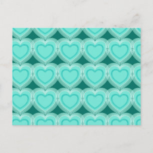 Modern Abstract hart - Aqua en Turquoise Briefkaart