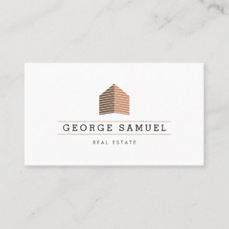 Modern Abstract Home Logo Realtor Golden Monogram Visitekaartje